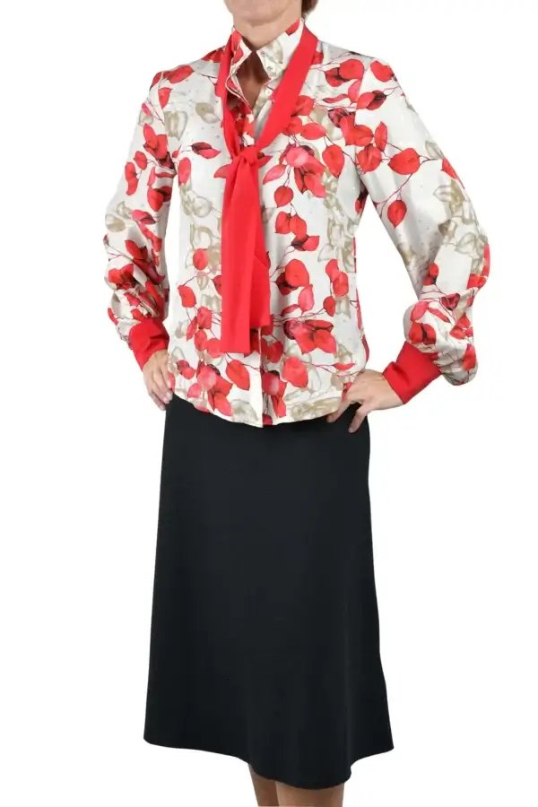 Silk Red Bloom Shirt